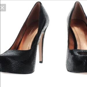BCBG parade leather snakeskin look platform heels